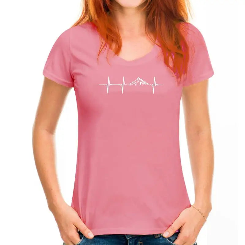 Heartbeat Mountains Hikings Sports 2022 Summer T-Shirts For Men T Shirt Hot Sale Clothes Custom T Shirts Online