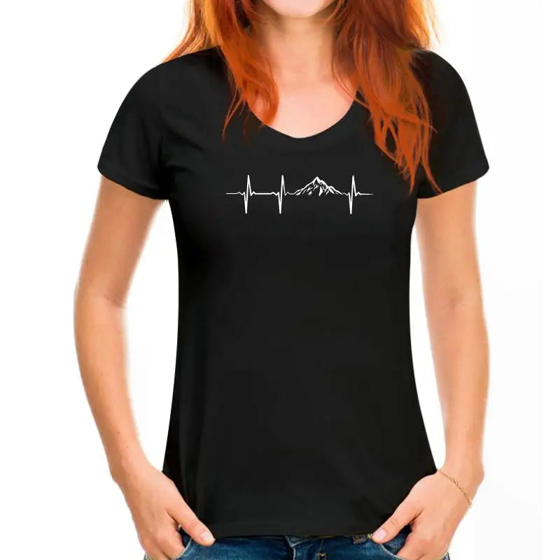 Heartbeat Mountains Hikings Sports 2022 Summer T-Shirts For Men T Shirt Hot Sale Clothes Custom T Shirts Online