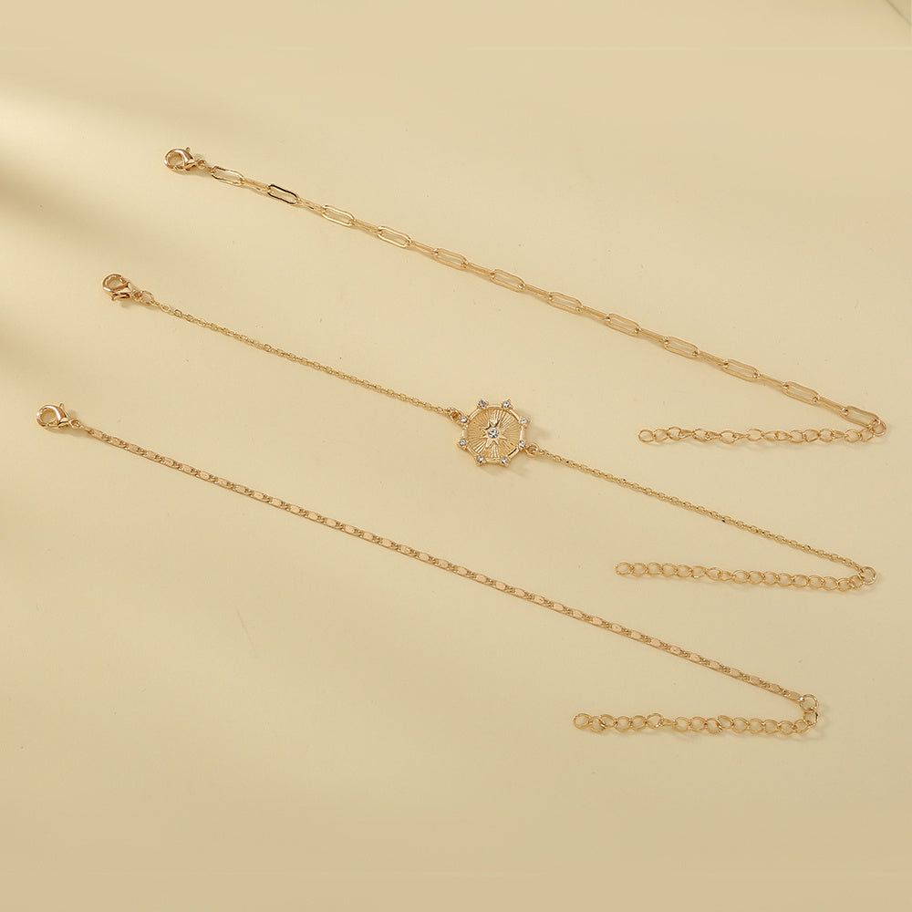 Small Design Star Star studded diamond tag tag lattice chain multi-layer Bracelet woman