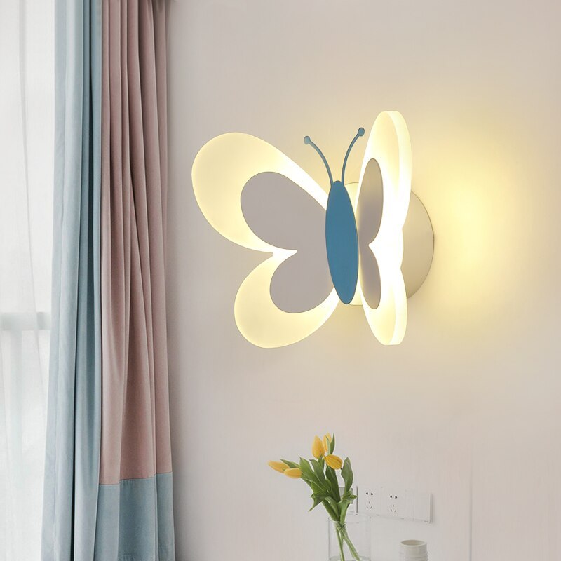 Creative butterfly wall lamp boy girl room lamp
