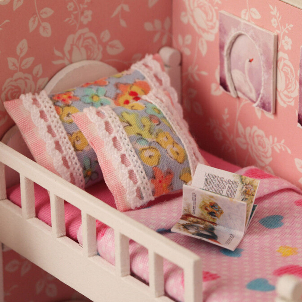 1 Unidades Artesanía BRICOLAJE para Niños Juguetes Sueño Ángulo de Miniaturas de Muñecas Hechas A Mano Modelo de Ensamblaje De Madera Con Muebles Regalo de La Muchacha