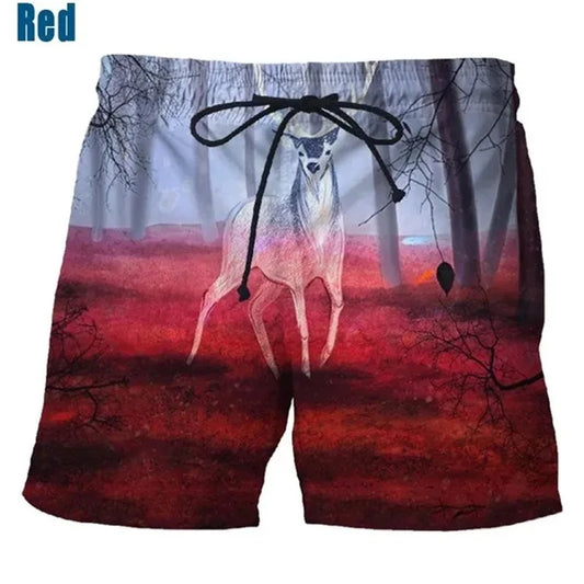 3D Printed Animal Deer Hunting Shorts For Men Summer Casual Personality Plus Size Shorts Men Seaside Vacation Short Pants