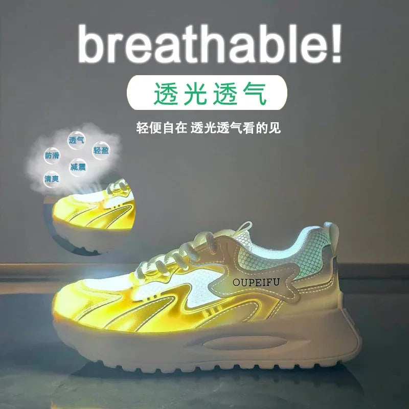 Women Casual Shoes Fashion Lace Up Breathable Walking Mesh Platform Shoes Sneakers Women Gym Vulcanized Shoes Female Footwear