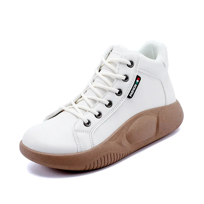 Platform Heels Casual Sport Women Shoes Flats Running Pu Leather Sneakers Woman Autumn New Thick Lace Up Mujer Zapatos 2022 Cozy