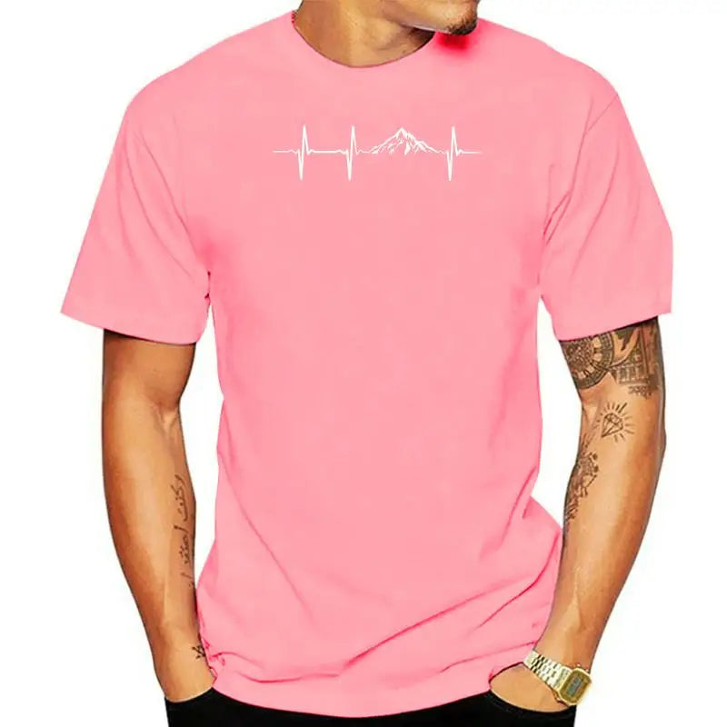 Heartbeat Mountains Hikings Sports 2022 Summer T-Shirts For Men T Shirt Hot Sale Clothes Custom T Shirts Online