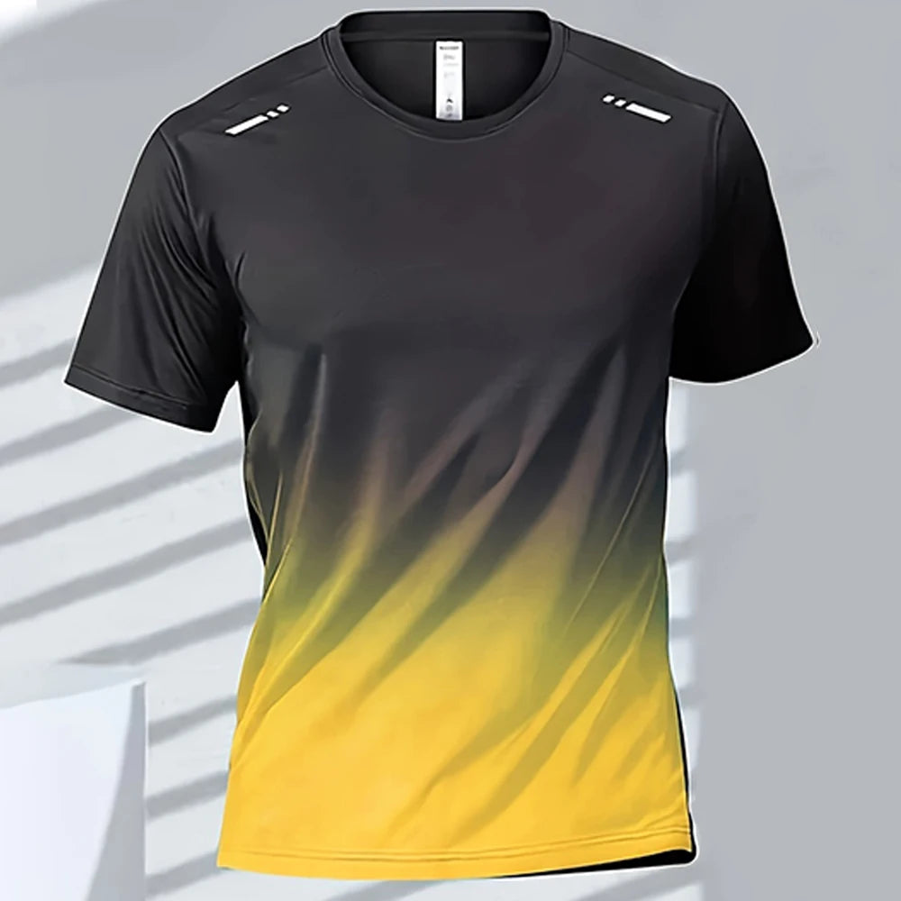 Men's T-shirts Sports Running T-shirt Quick-drying Gradient Short Sleeve Tees Outdoor Workout Basketball Training Running Outfit