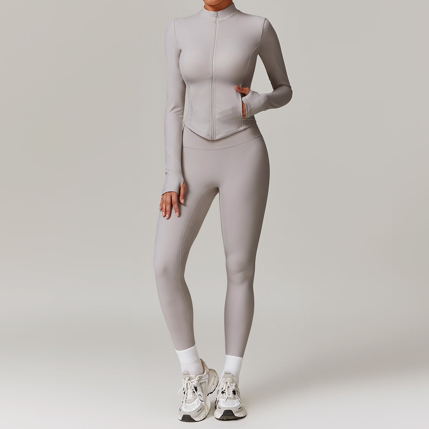 Leisure velvet suit with high waist, wide legs, warm yoga clothes, women's slimming long sleeved fitness suit