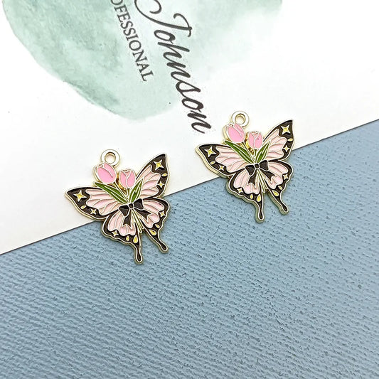 10Pcs Creative Rose Butterfly Cross Charms Alloy Pendent  For Phone Keychain Earring Bracelet Necklace DIY Crafts Jewelry Make