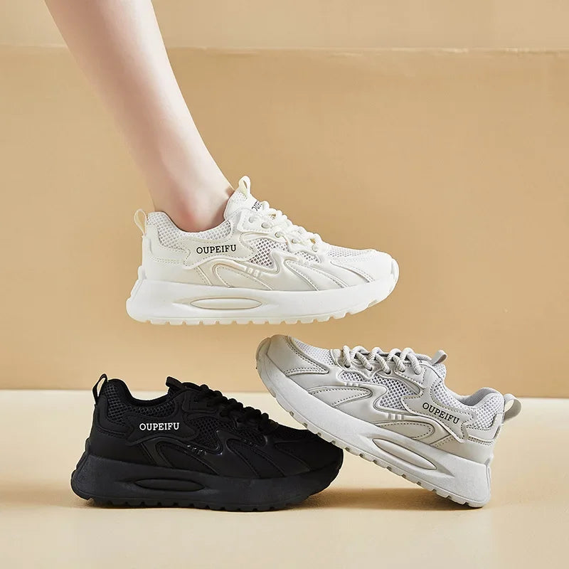 Women Casual Shoes Fashion Lace Up Breathable Walking Mesh Platform Shoes Sneakers Women Gym Vulcanized Shoes Female Footwear