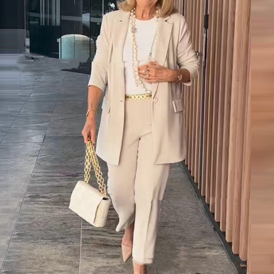 Cardigan Suit Coat And Trousers Two-piece Set