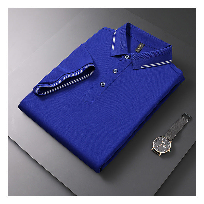 Summer New Textured Men's Polo Shirt Lapel T-shirt Top