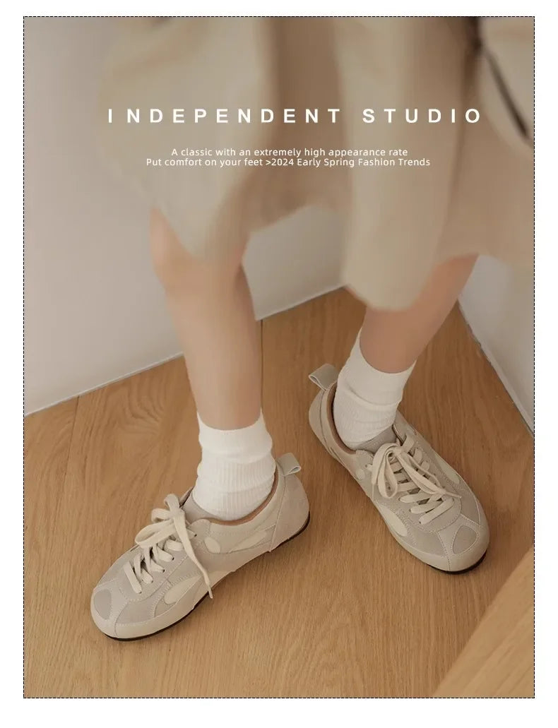 2024 Spring and Autumn Hot Selling New Flat Inside Increase Board Shoes Women Round Head Casual Shoes Sneaker Platform Shoes
