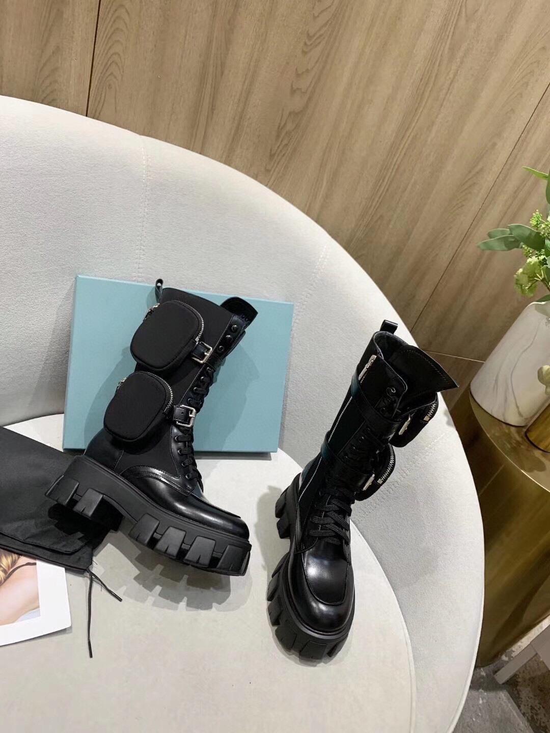 Women's New Leather Platform Boots Bag Tactical