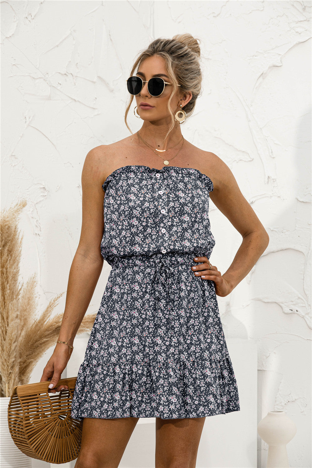Summer New Sexy Tube Top Floral Dress