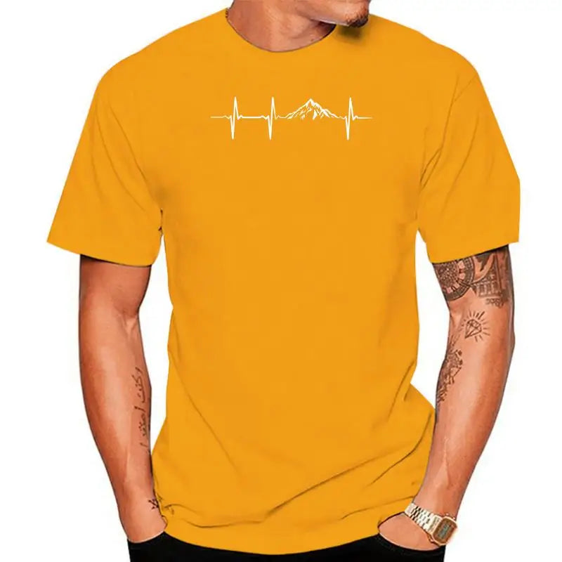 Heartbeat Mountains Hikings Sports 2022 Summer T-Shirts For Men T Shirt Hot Sale Clothes Custom T Shirts Online