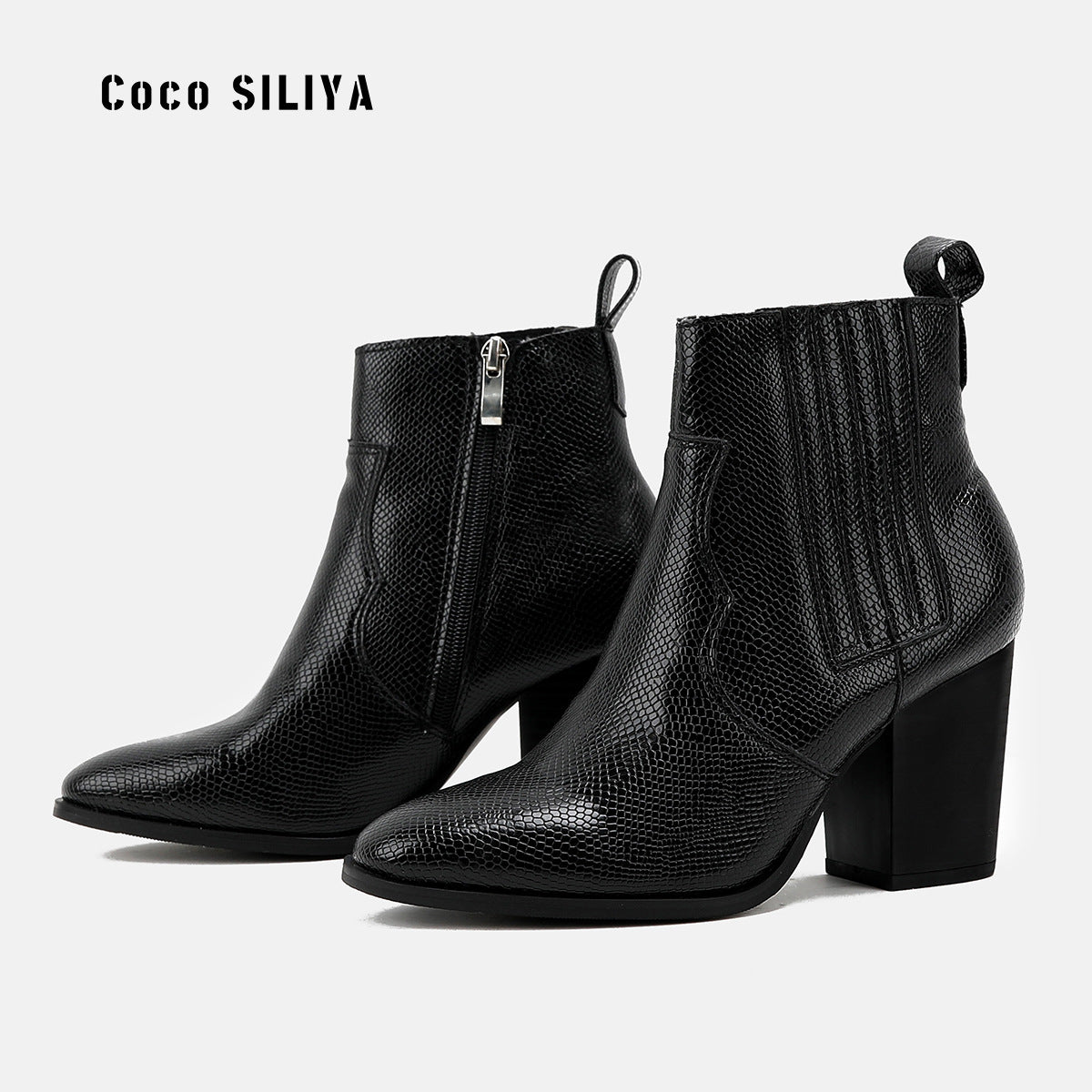 Short Boots Snakeskin Pattern