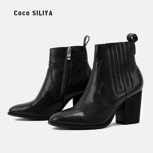 Short Boots Snakeskin Pattern