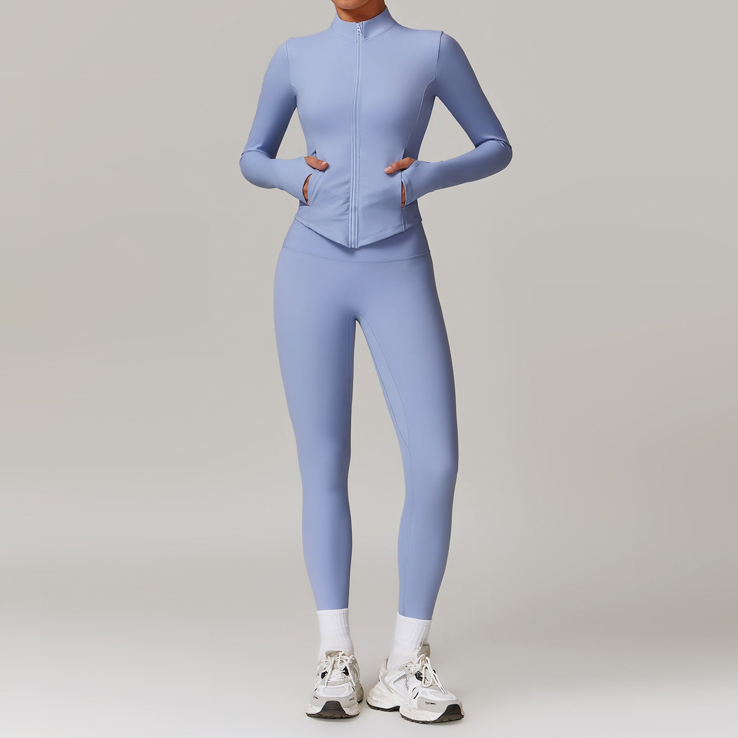 Leisure velvet suit with high waist, wide legs, warm yoga clothes, women's slimming long sleeved fitness suit