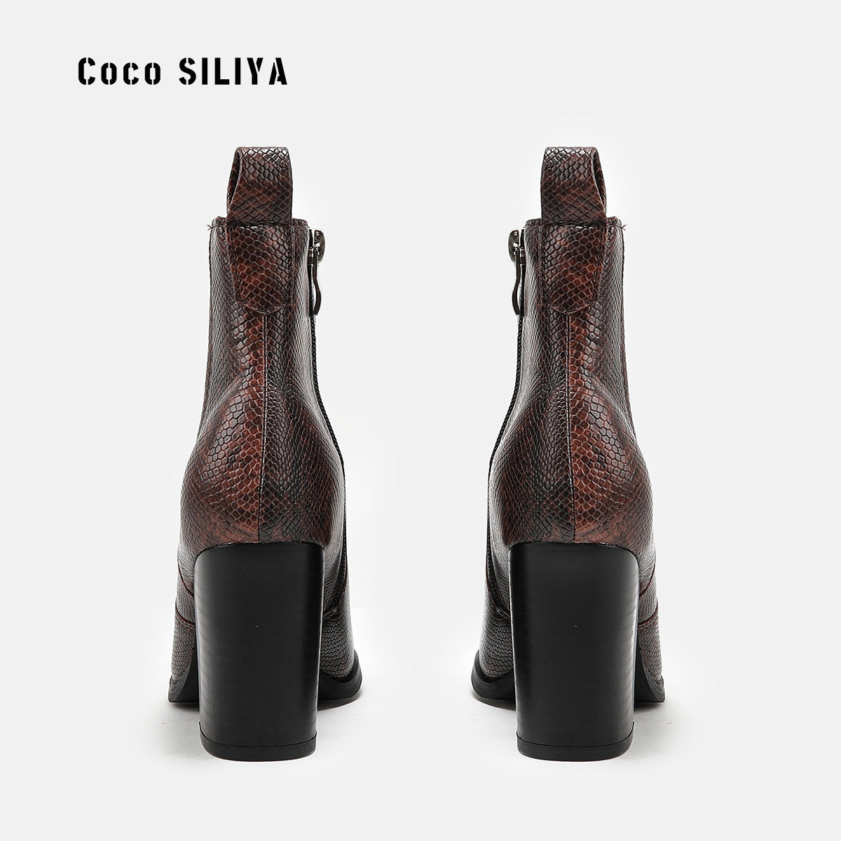Short Boots Snakeskin Pattern