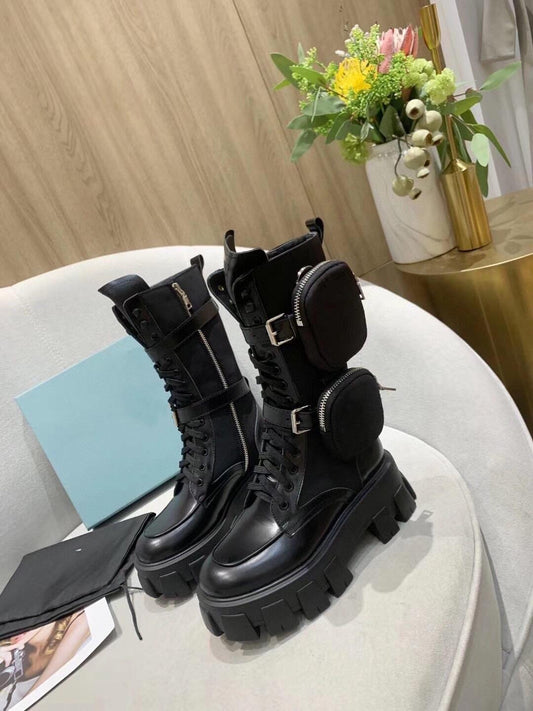 Women's New Leather Platform Boots Bag Tactical