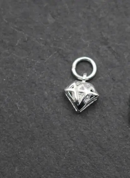1pc/Lot 925 Sterling Silver Diamond Design Necklace Charms 8.5x7.5mm Earrings Bracelets Metal Pendants DIY Fine Jewelry Findings