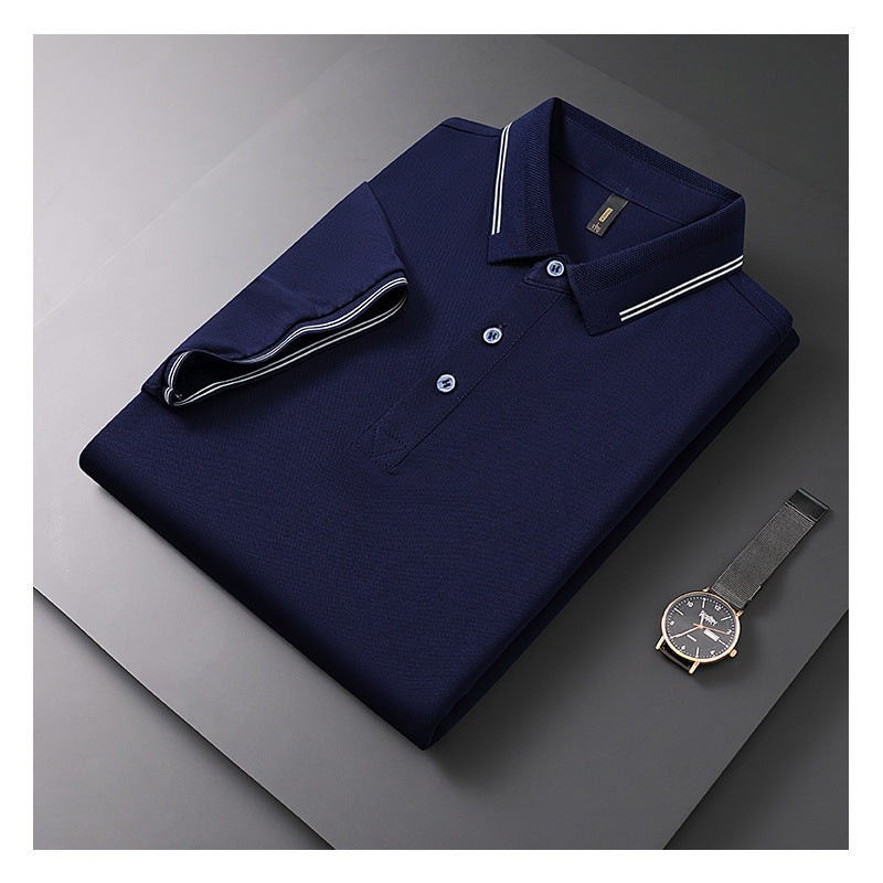 Summer New Textured Men's Polo Shirt Lapel T-shirt Top