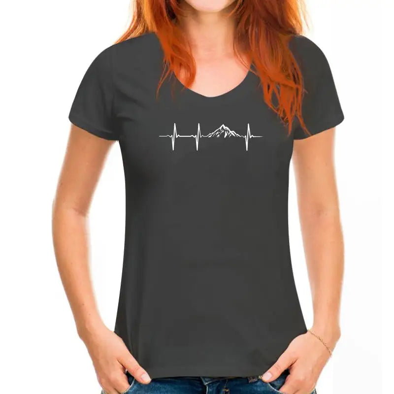 Heartbeat Mountains Hikings Sports 2022 Summer T-Shirts For Men T Shirt Hot Sale Clothes Custom T Shirts Online