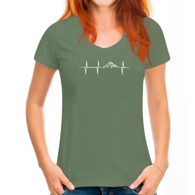 Heartbeat Mountains Hikings Sports 2022 Summer T-Shirts For Men T Shirt Hot Sale Clothes Custom T Shirts Online