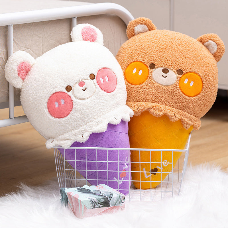 New Cartoon Animal Bear Ice Cream Pillow Plush Toy