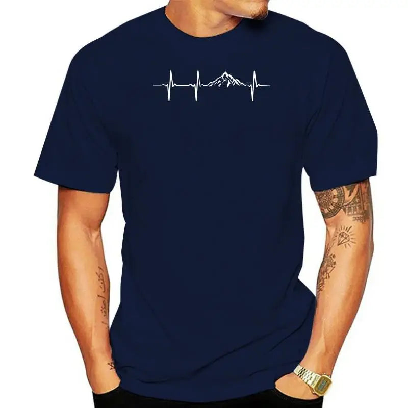 Heartbeat Mountains Hikings Sports 2022 Summer T-Shirts For Men T Shirt Hot Sale Clothes Custom T Shirts Online
