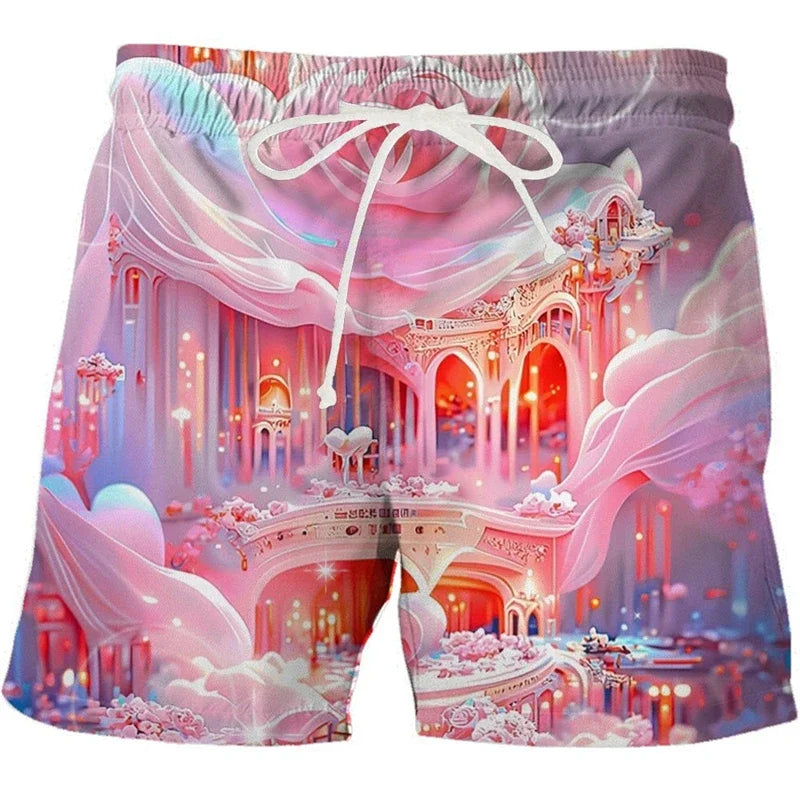 Summer Men Casual Shorts 3D Printed Beach Short Pants Cool Surf Swim Trunks Hawaii Swimsuit Ice Shorts Chilren Clothes Quick-dry