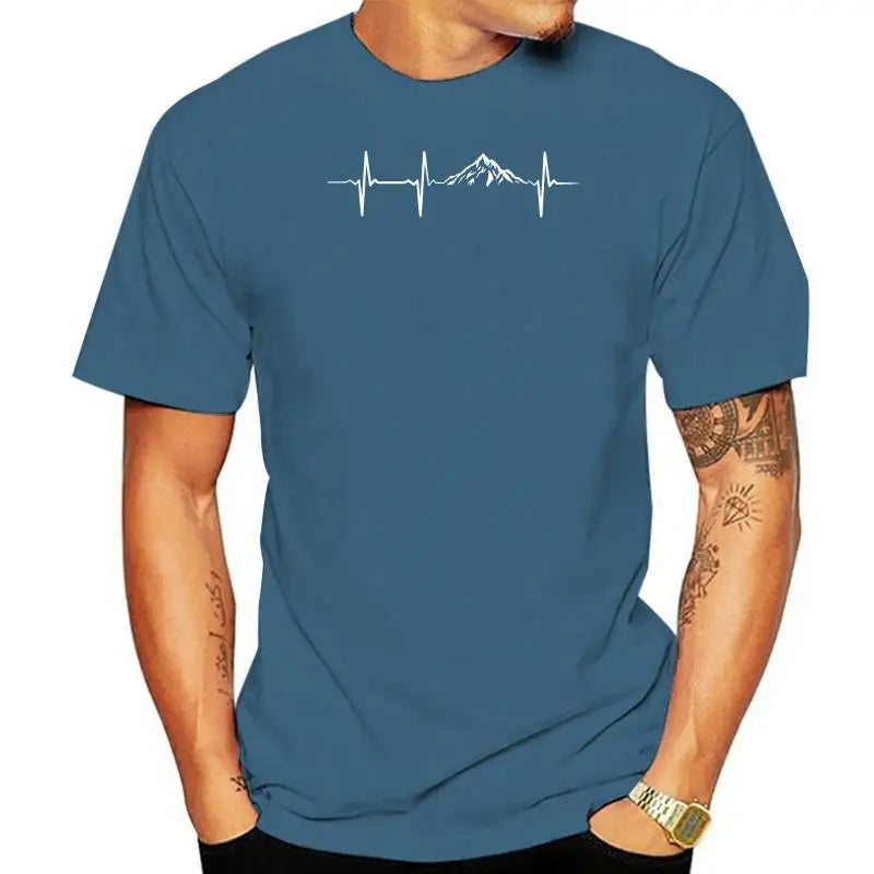 Heartbeat Mountains Hikings Sports 2022 Summer T-Shirts For Men T Shirt Hot Sale Clothes Custom T Shirts Online