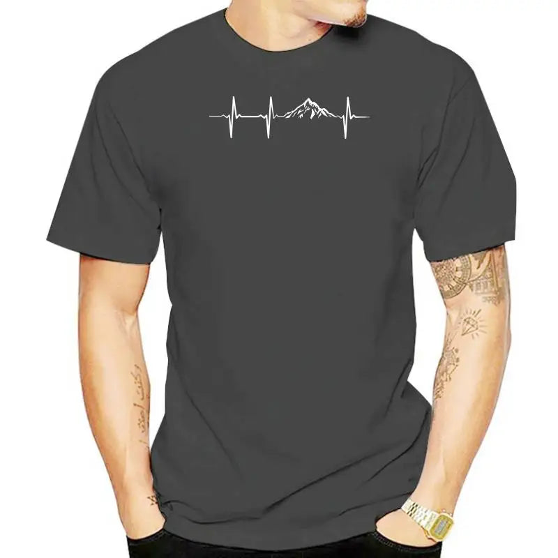 Heartbeat Mountains Hikings Sports 2022 Summer T-Shirts For Men T Shirt Hot Sale Clothes Custom T Shirts Online