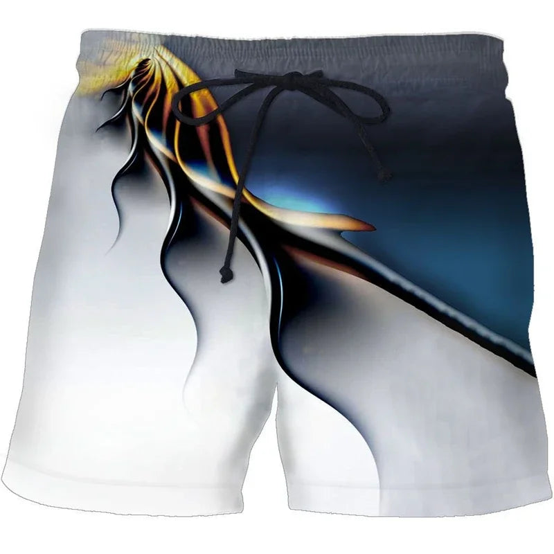 Summer Men Casual Shorts 3D Printed Beach Short Pants Cool Surf Swim Trunks Hawaii Swimsuit Ice Shorts Chilren Clothes Quick-dry