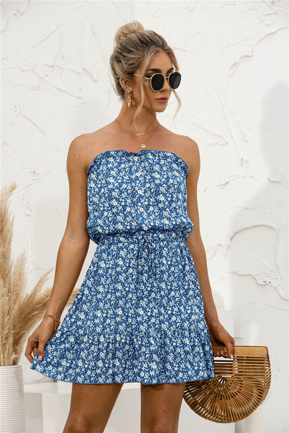 Summer New Sexy Tube Top Floral Dress