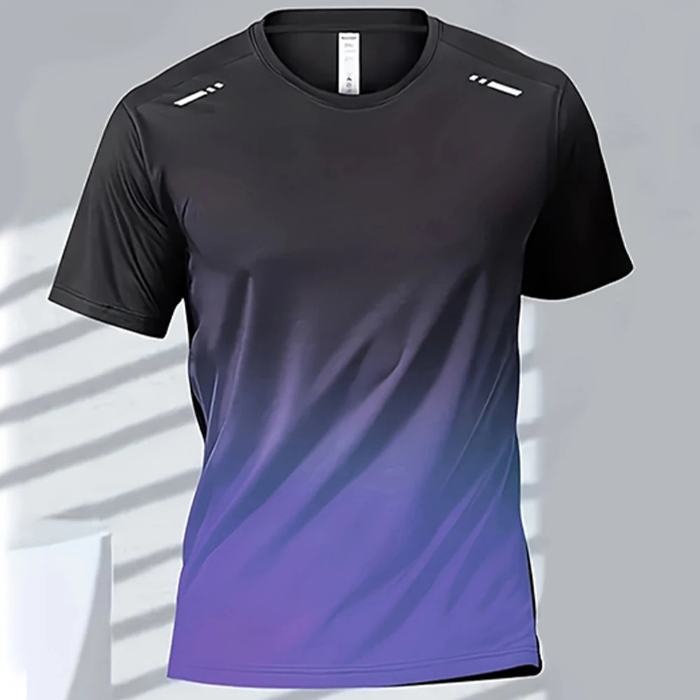 Men's T-shirts Sports Running T-shirt Quick-drying Gradient Short Sleeve Tees Outdoor Workout Basketball Training Running Outfit