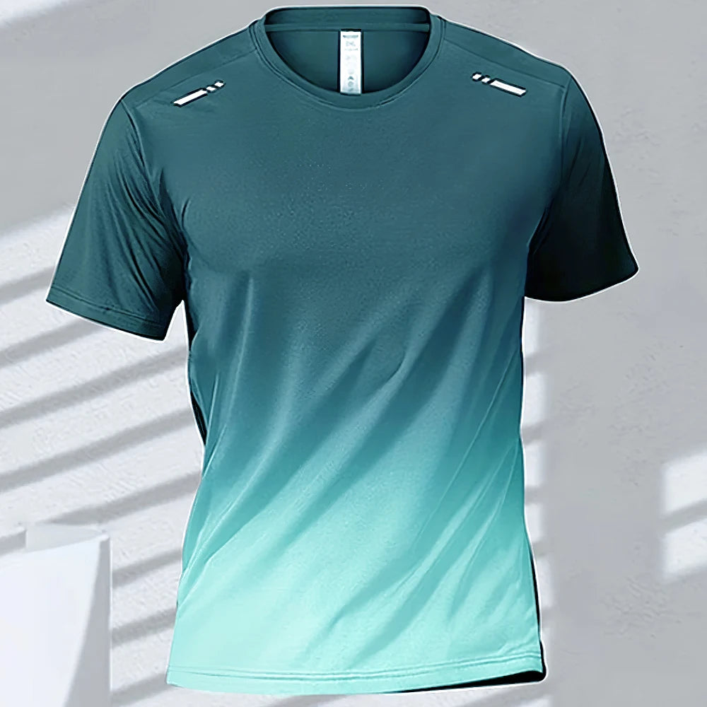 Men's T-shirts Sports Running T-shirt Quick-drying Gradient Short Sleeve Tees Outdoor Workout Basketball Training Running Outfit
