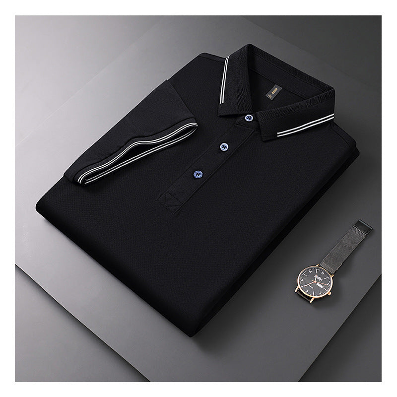Summer New Textured Men's Polo Shirt Lapel T-shirt Top