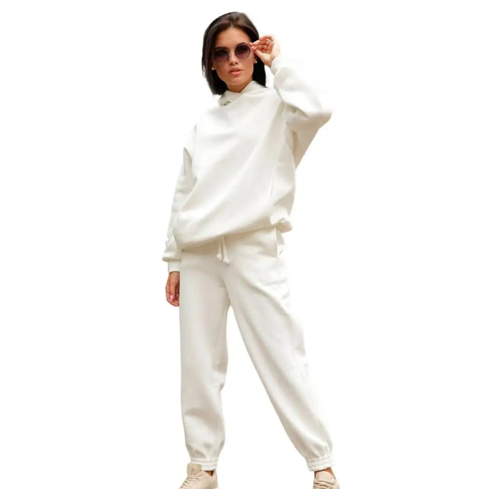 Winter Two Piece Sweatpants Set Oversized Hoodie Pants Women Tracksuit Autumn Trouser Suits Sweatshirt Solid Hoodie Sportswear