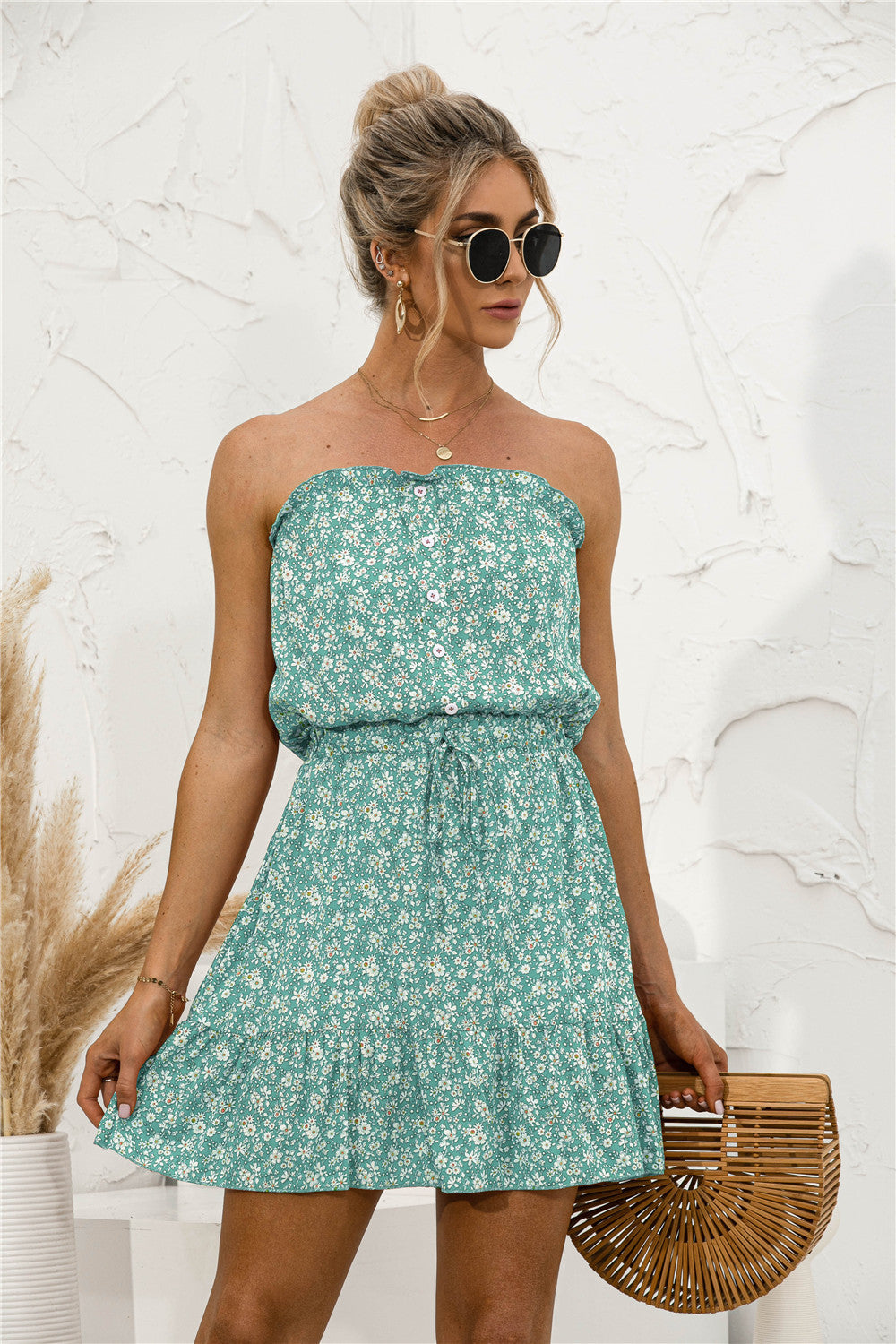 Summer New Sexy Tube Top Floral Dress