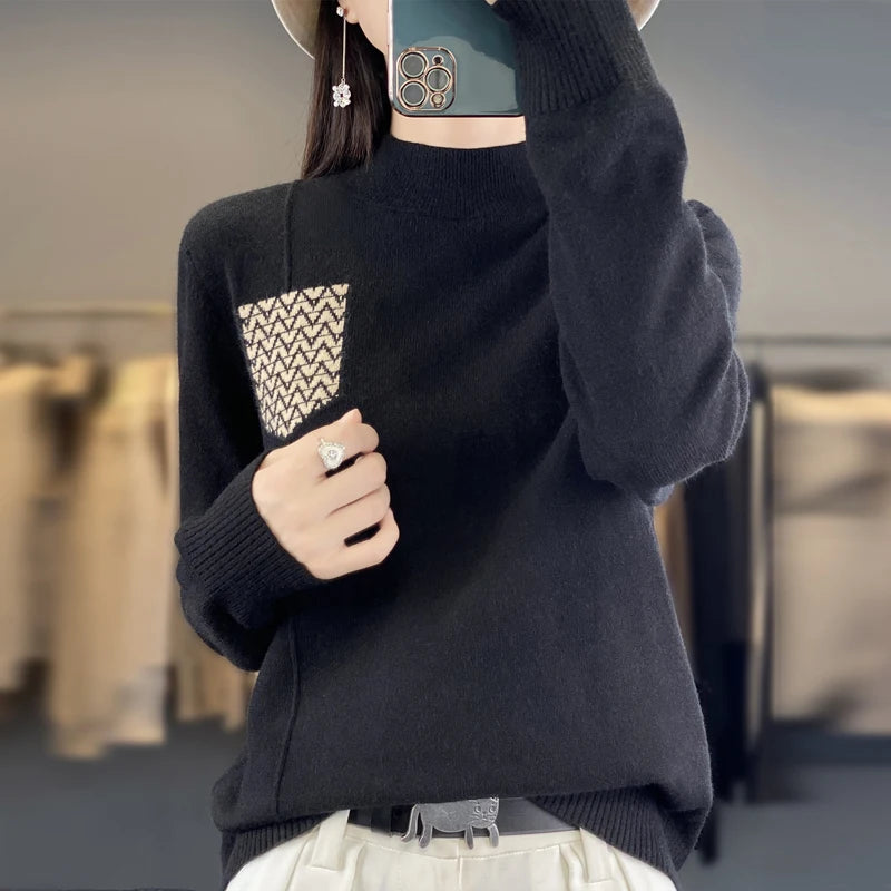 Women's Cashmere Sweater 2023 Autumn Winter Knitted Pullovers O-neck Slim Fit Bottoming Shirt olid Soft Knitwear Sweaters