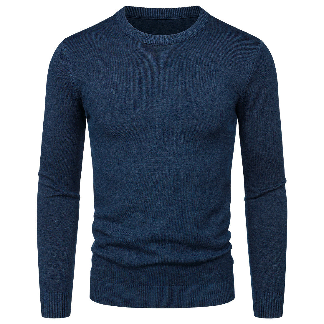 Men's Round Neck Sweater Solid Color Simple Free Size Long Sleeve Sweater