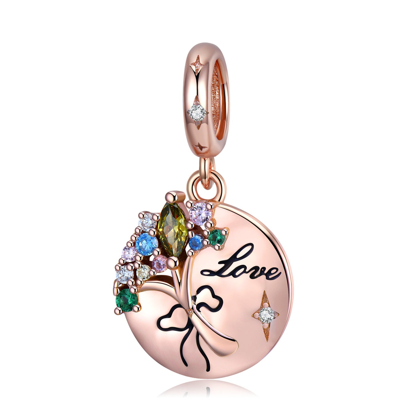 Flower Pendant 925 Sterling Silver Rose Gold Plated Valentine's Day CHARMS Necklace Bracelet Diy Accessories Beads