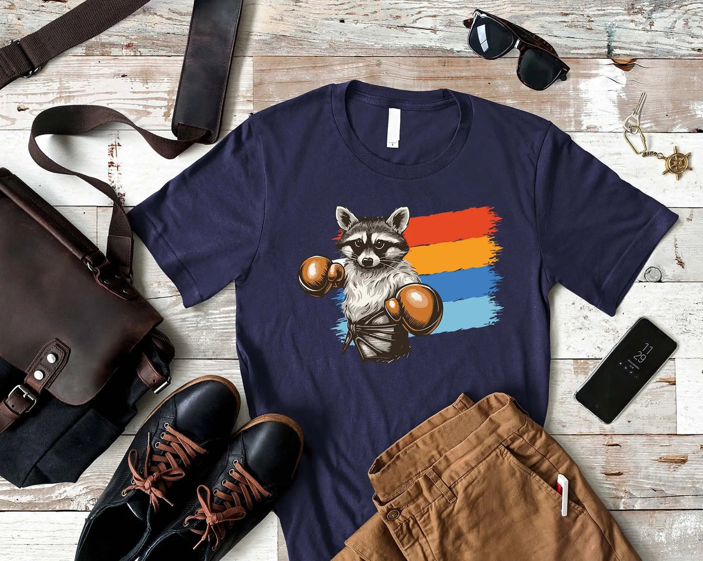 Funny Gym T Shirt Raccoon Kickboxing Weight Lifting WorkouT Fitness Motivational Sports