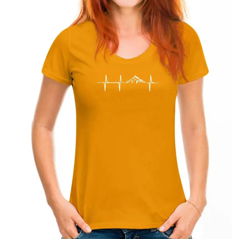 Heartbeat Mountains Hikings Sports 2022 Summer T-Shirts For Men T Shirt Hot Sale Clothes Custom T Shirts Online