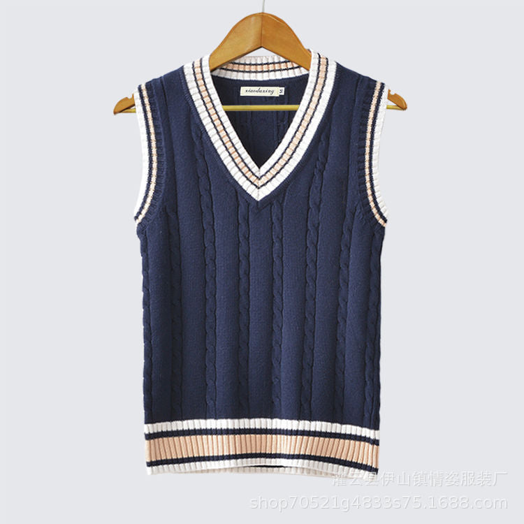 Thickened V-neck Pullover Woolen Vest Men