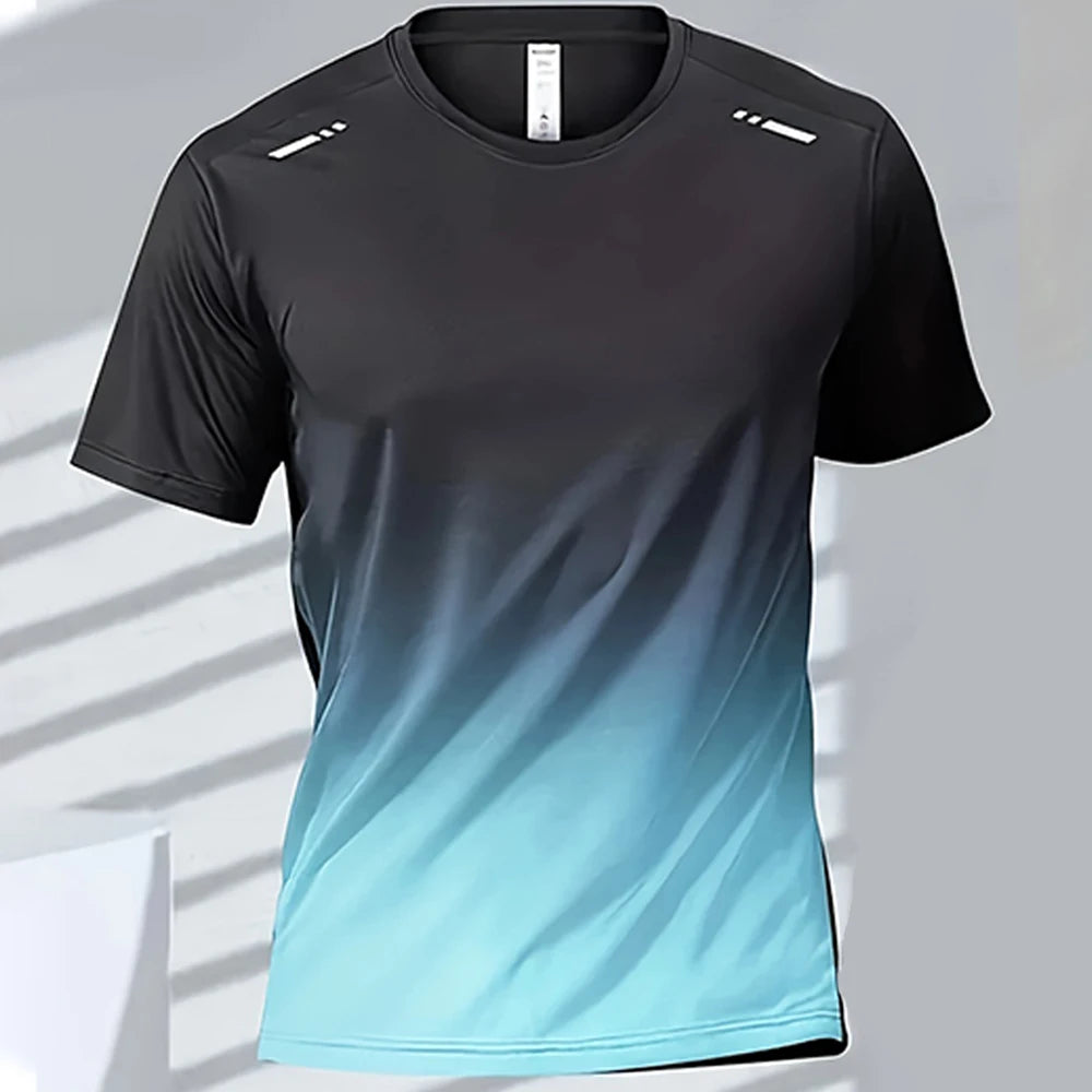 Men's T-shirts Sports Running T-shirt Quick-drying Gradient Short Sleeve Tees Outdoor Workout Basketball Training Running Outfit