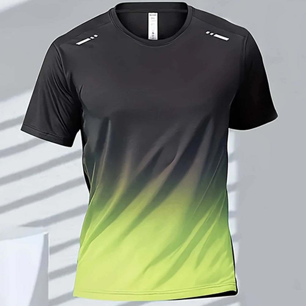 Men's T-shirts Sports Running T-shirt Quick-drying Gradient Short Sleeve Tees Outdoor Workout Basketball Training Running Outfit