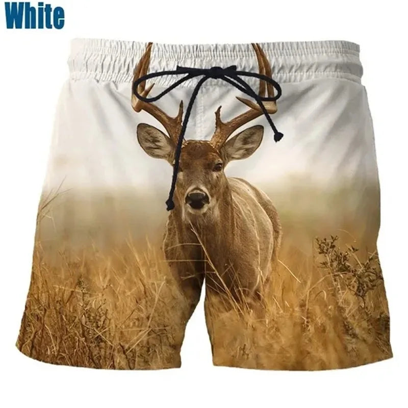 3D Printed Animal Deer Hunting Shorts For Men Summer Casual Personality Plus Size Shorts Men Seaside Vacation Short Pants