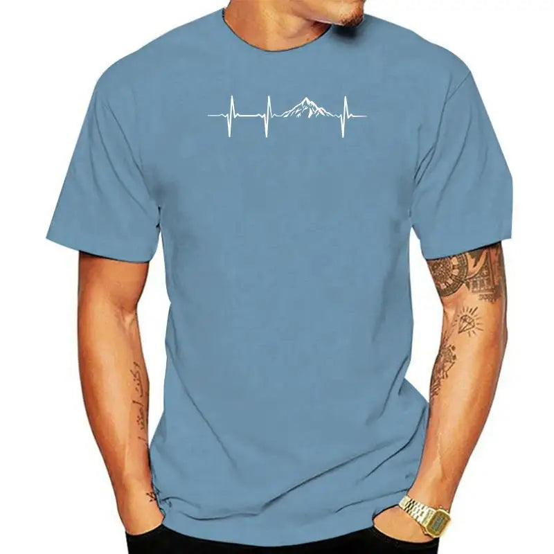 Heartbeat Mountains Hikings Sports 2022 Summer T-Shirts For Men T Shirt Hot Sale Clothes Custom T Shirts Online